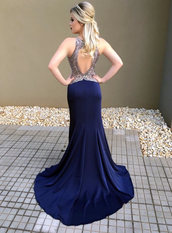 vestido azul escuro para madrinha