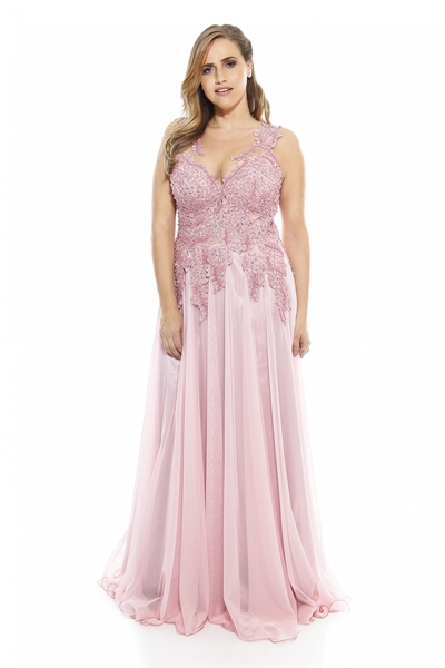 Vestido de festa rosa claro