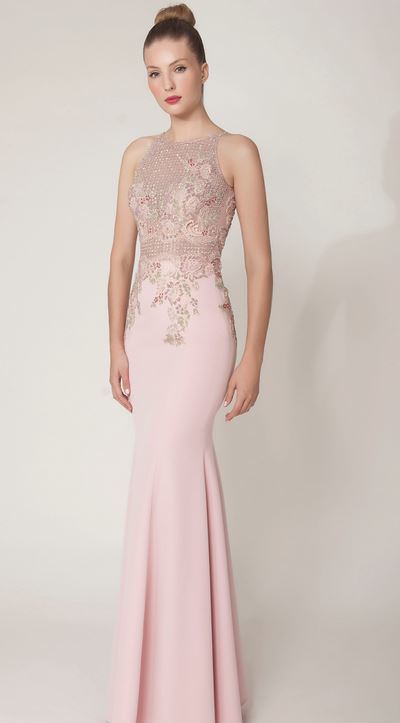 Vestido de festa rosa claro