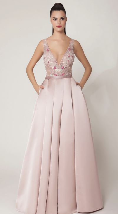 Vestido de festa rosa claro