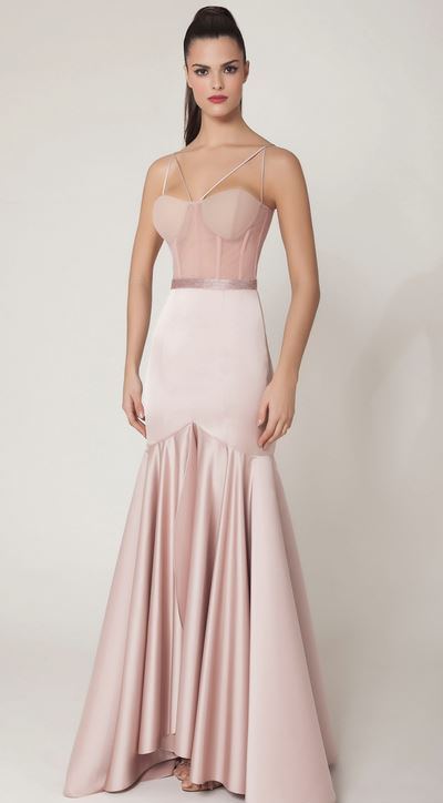 Vestido de festa rosa claro