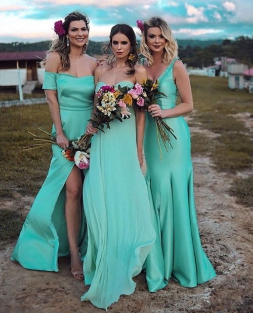vestido de madrinha verde tiffany