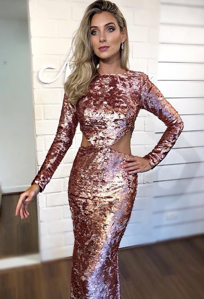 vestido rose gold bordado