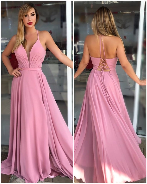 vestido rosa de festa