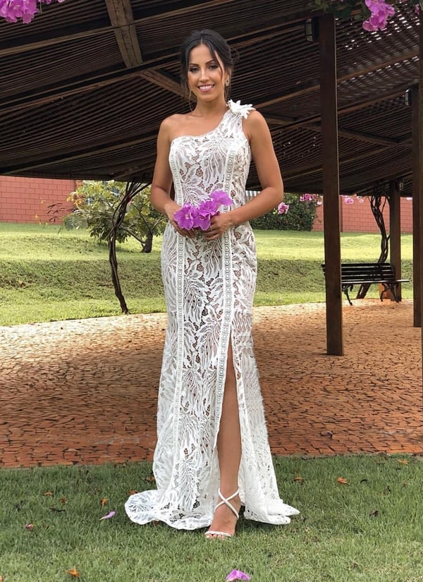 vestido longo branco com renda