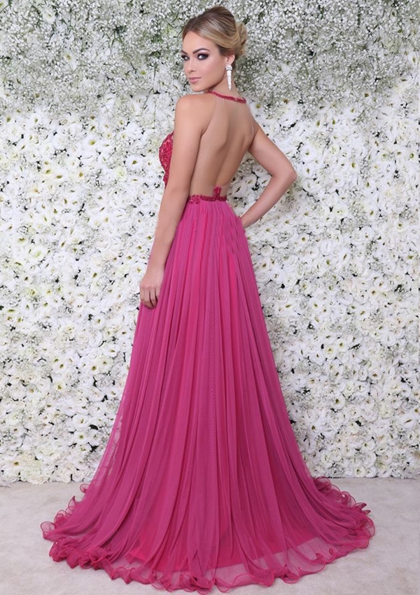 vestido rosa pink longo