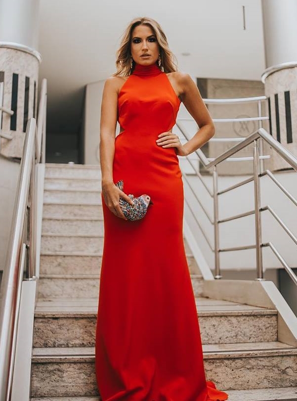 vestido para festa vermelho marsala