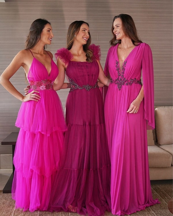 vestidos paleta pink e fucsia para madrinhas de casamento