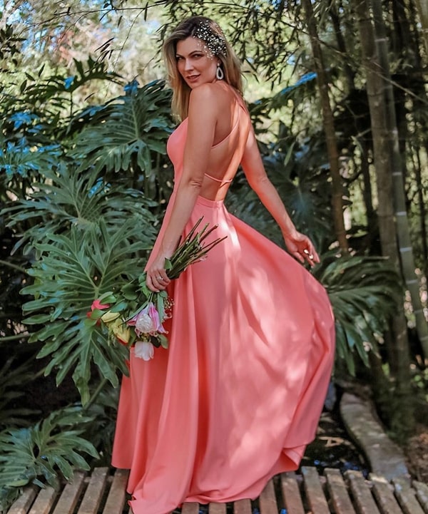 vestido coral para casamento