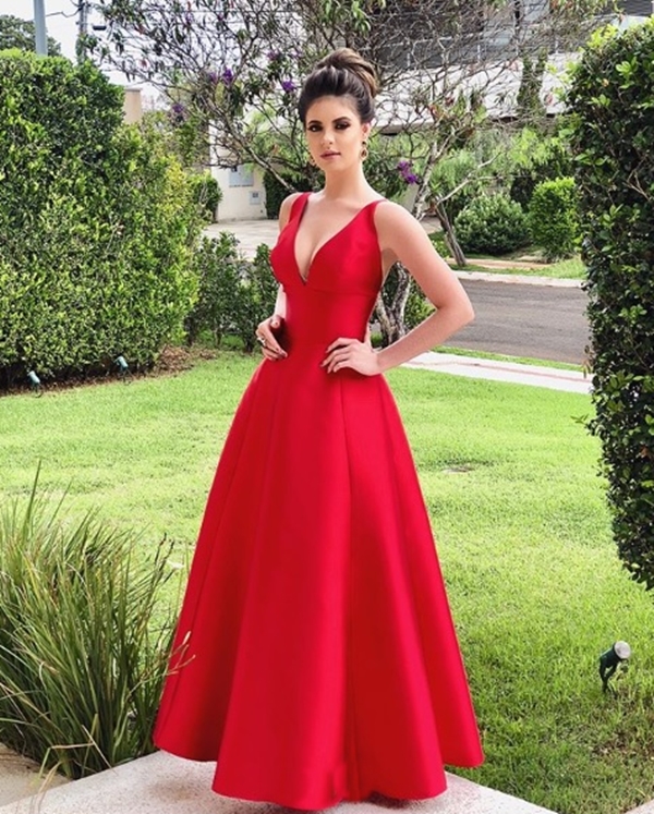 vestidos para formatura vermelho longo