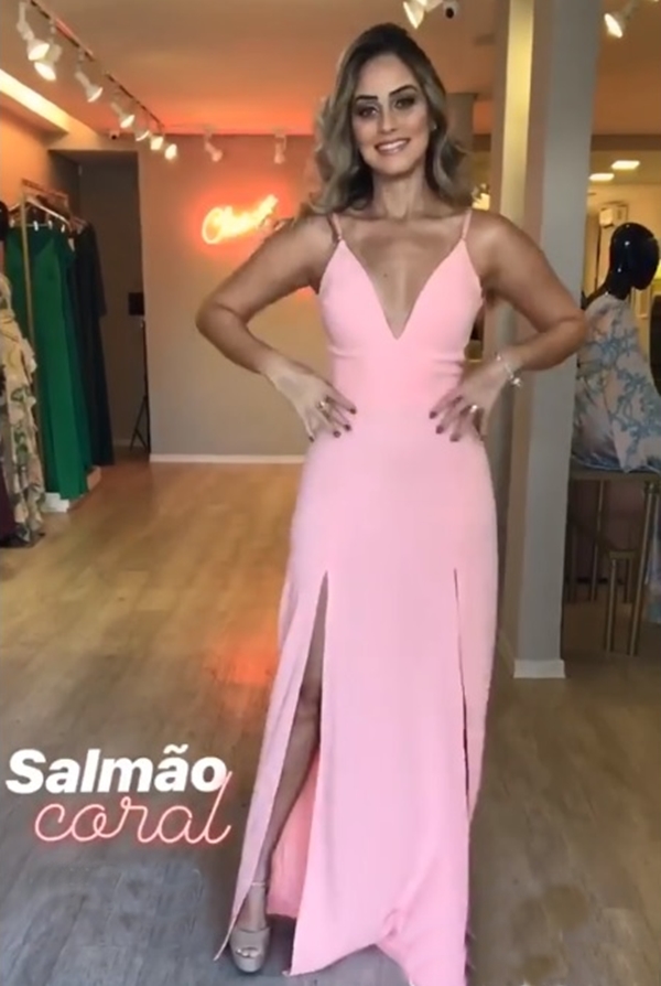 vestido de madrinha rosa salmão