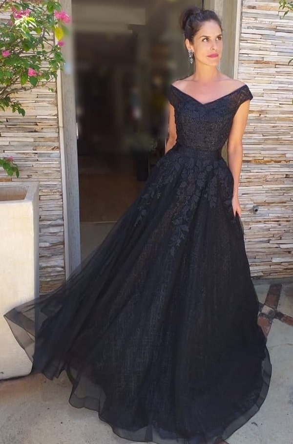 vestido de festa longo preto