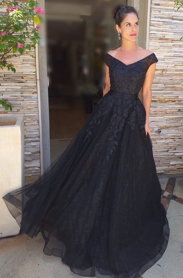 vestido de gala longo preto