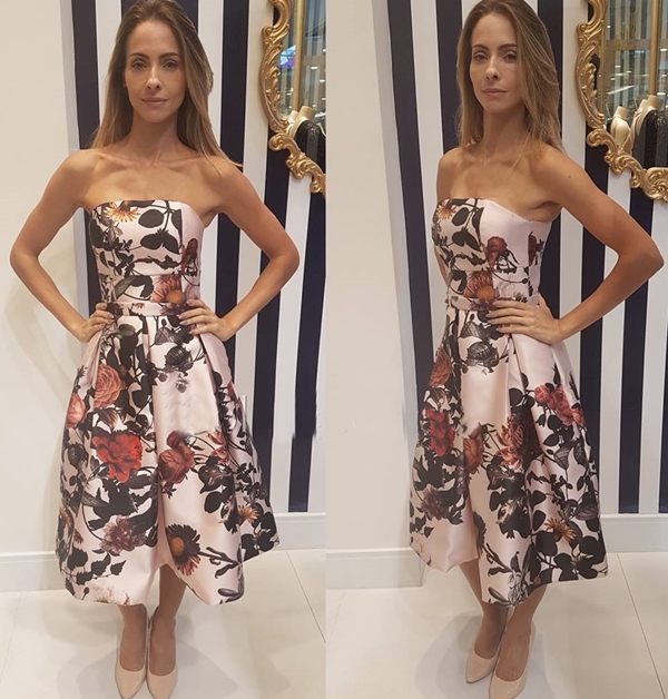 vestido de festa floral midi