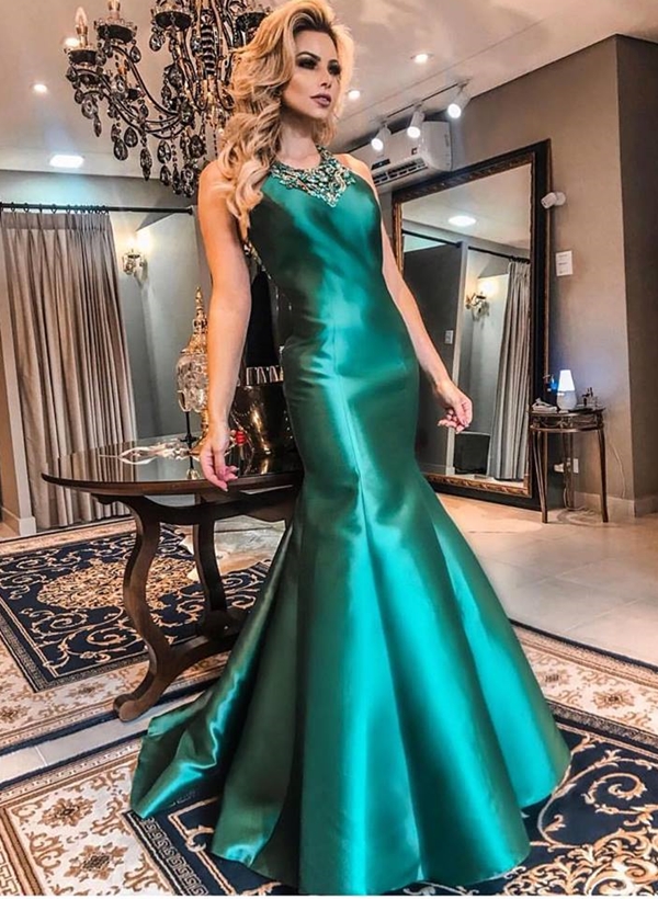 vestido de formatura verde esmeralda