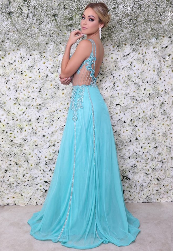 vestido longo para casamento azul tiffany