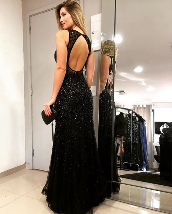 vestido de gala longo preto