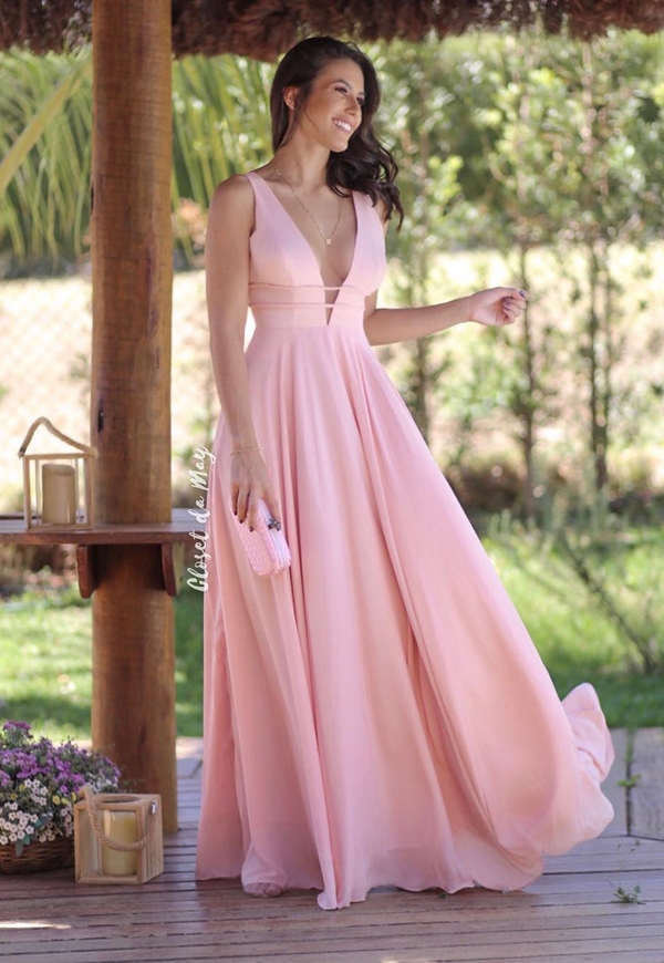 vestido longo rosa comprar