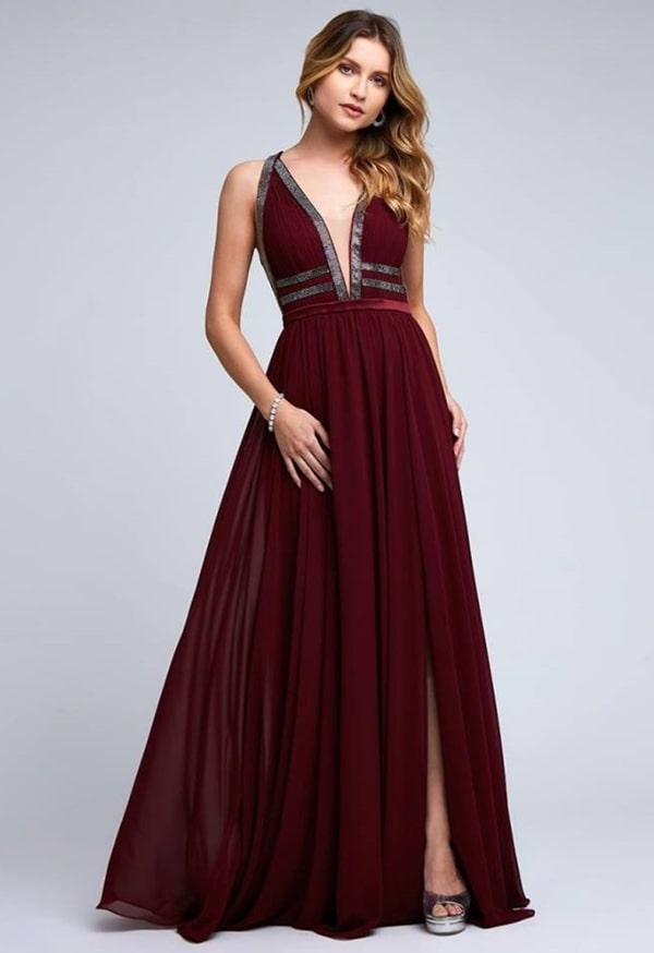 vestido marsala longo para madrinha