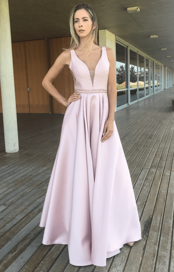 vestido alfaiataria longo rose