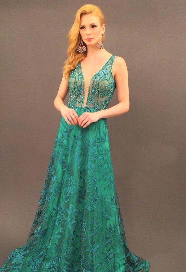 vestido renda verde