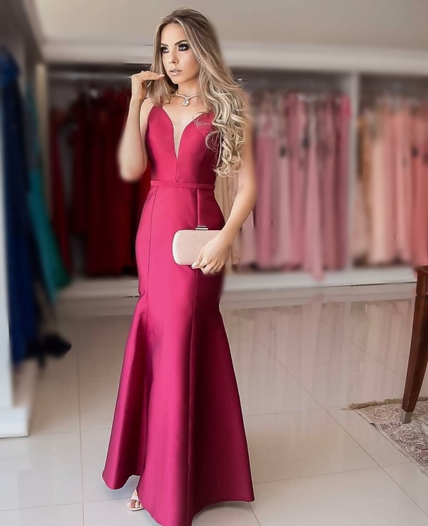 vestido longo marsala para madrinha