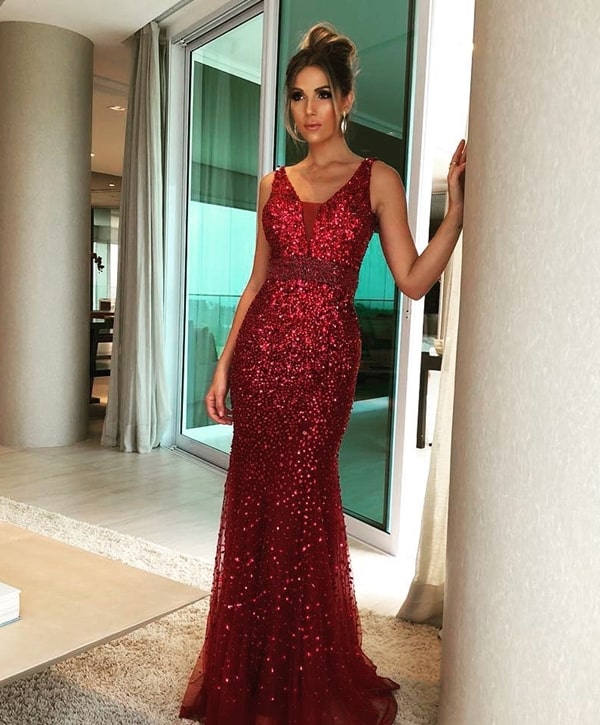 vestido marsala bordado para formanda