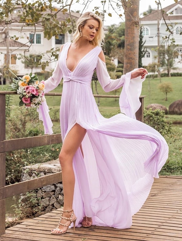 Vestido lavanda e lilás para madrinha de casamento: 35 vestidos para arrasar no look!