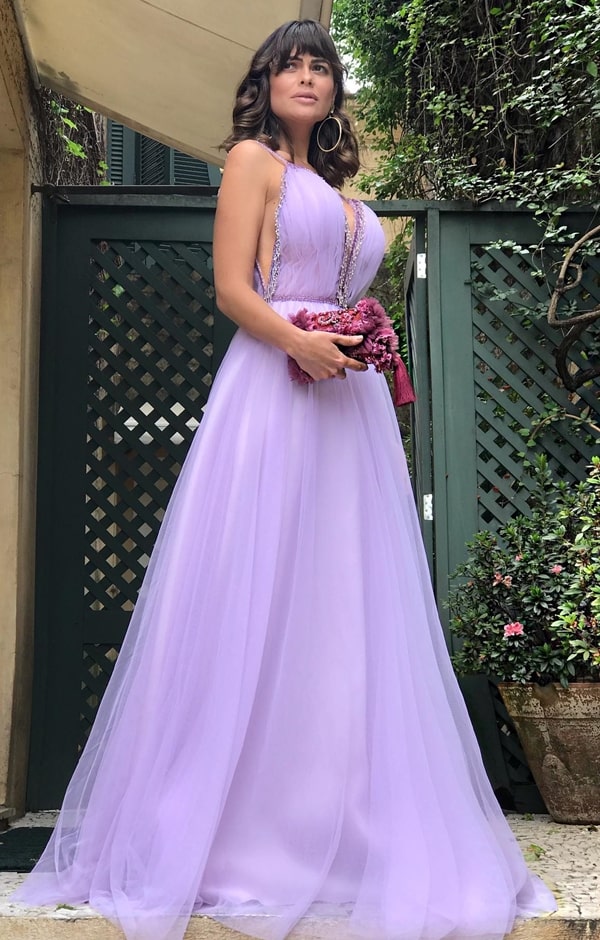 vestido de festa longo lilás para madrinha de casamento