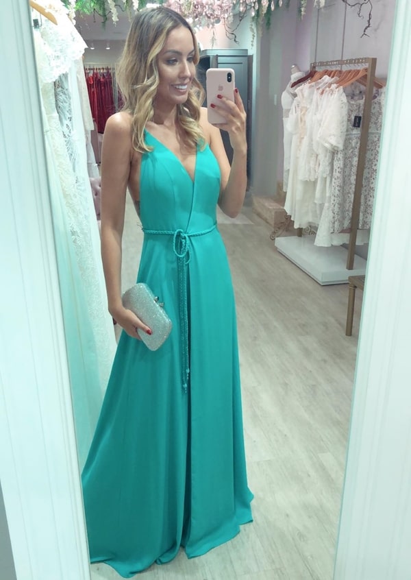 vestido longo azul tiffany para madrinha