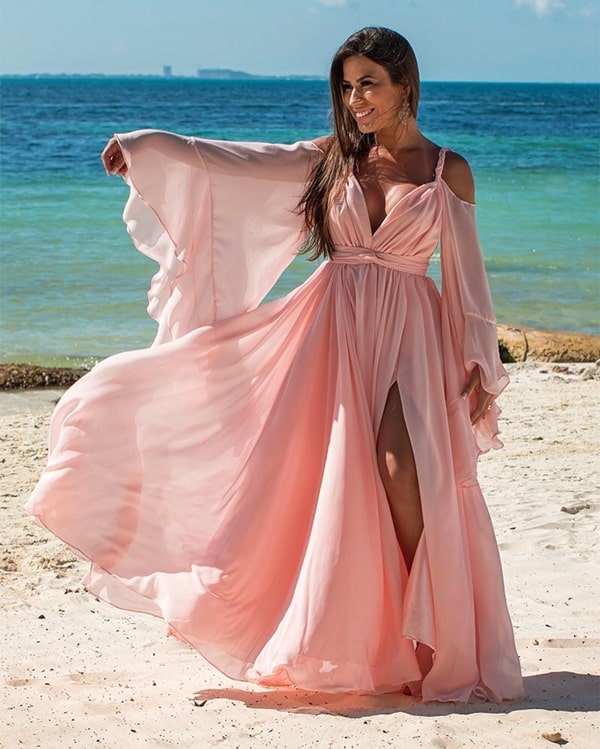 vestido longo rose madrinha de casamento na praia