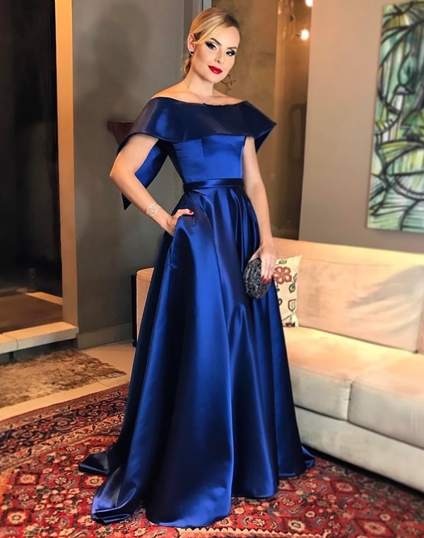 layla monteiro vestido de festa longo azul estilo princesa 