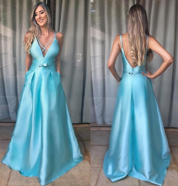 vestido longo para madrinha de casamento azul tiffany