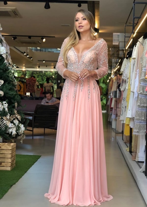 vestido rosa longo madrinha de casamento