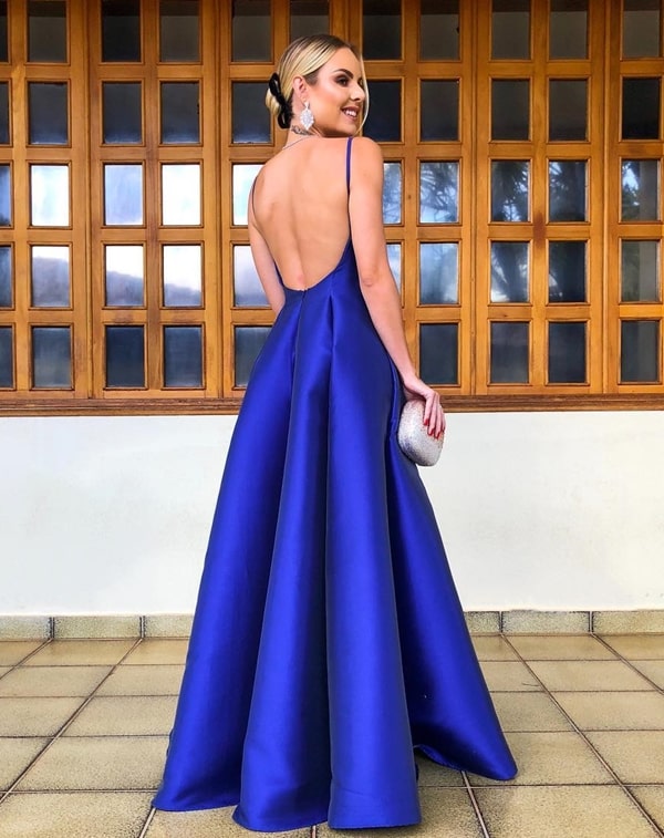 vestido longo azul royal princesa