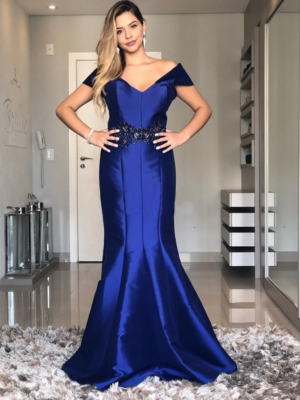 vestido azul royal sereia