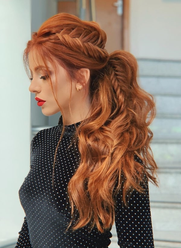 penteado rabo de cavalo com trança ponytail