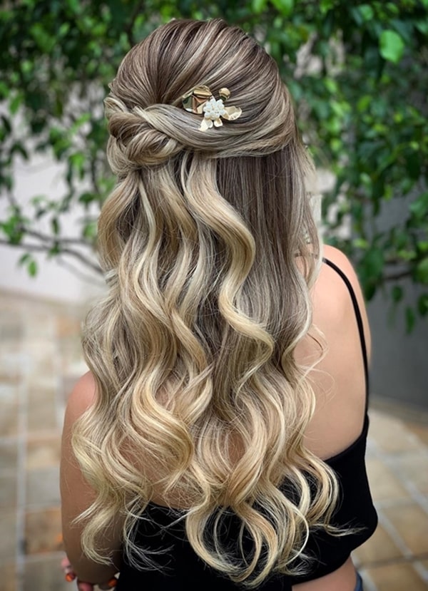 penteado semi preso para madrinha de casamento