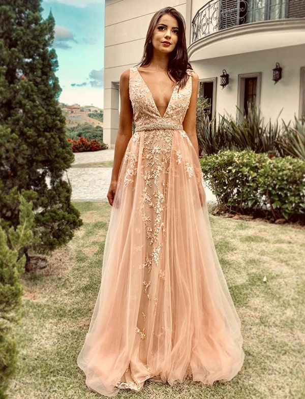 vestido de madrinha rose nude