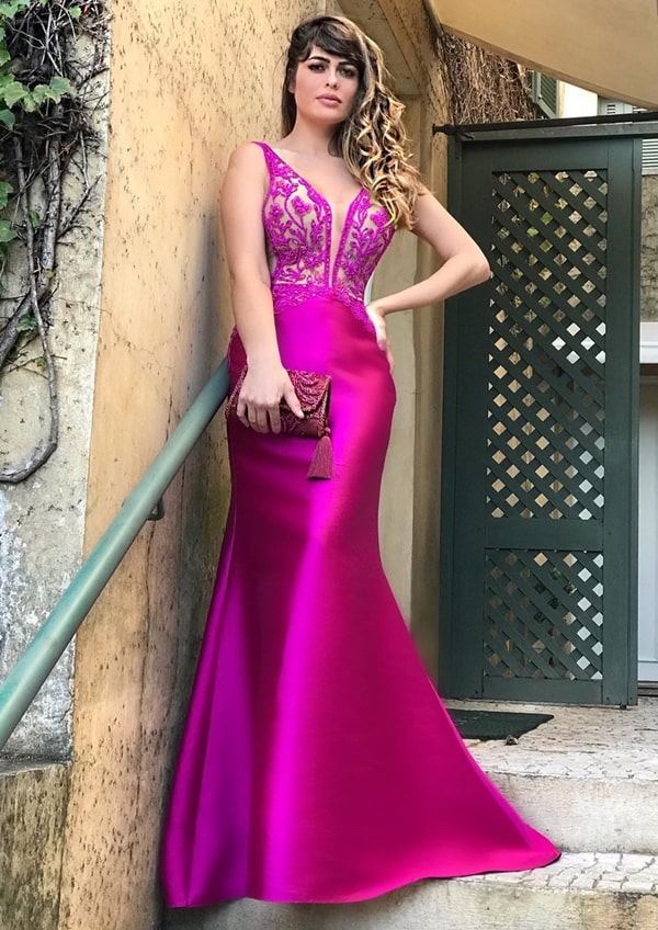 vestido rosa magenta