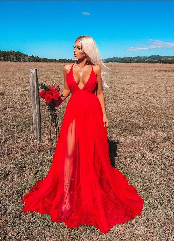 vestido longo vermelho para madrinha de casamento