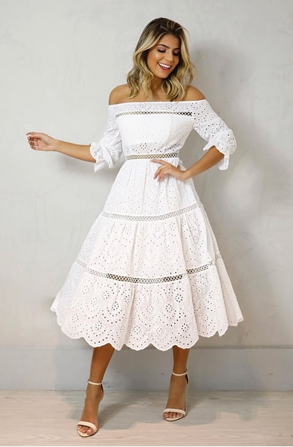 vestido midi para casamento no civil