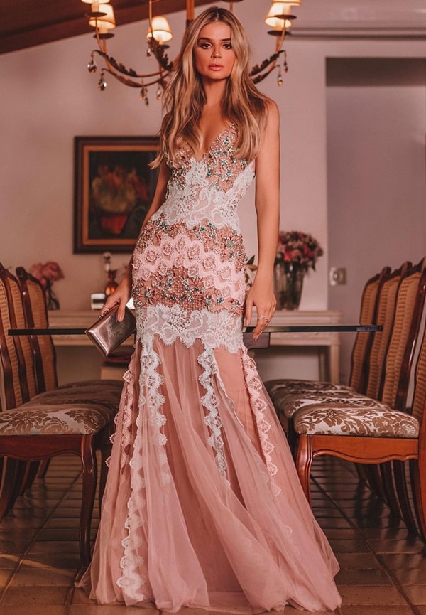 Os vestidos de festa da Thassia Naves: na foto vestido longo rose by Patricia Bonaldi