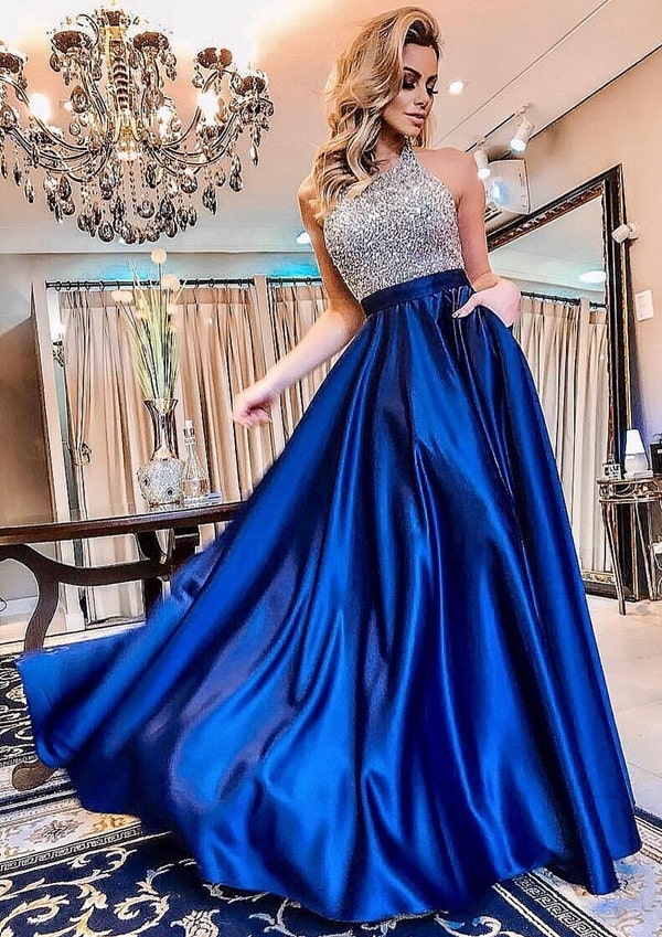 vestido de festa azul royal para formatura 2020