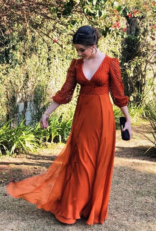 longo terracota para madrinha de casamento