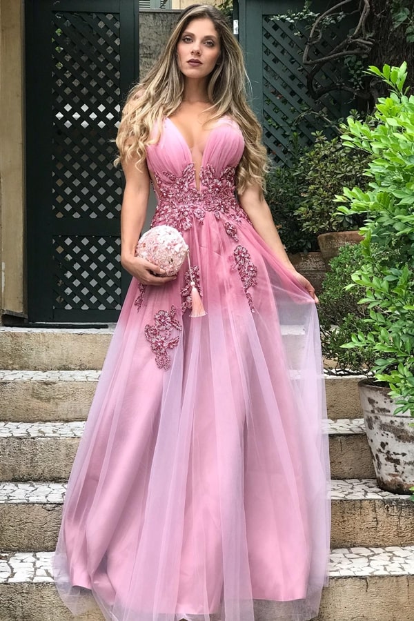 vestido de festa longo rosa seco