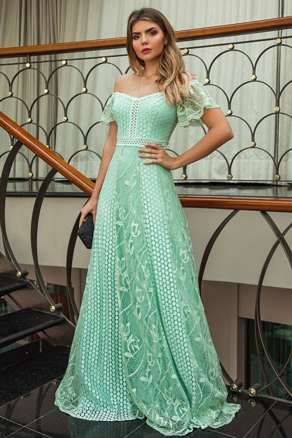 vestido de festa longo verde claro verde menta para madrinha de casamento