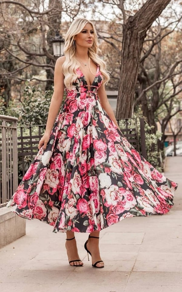 vestido midi floral