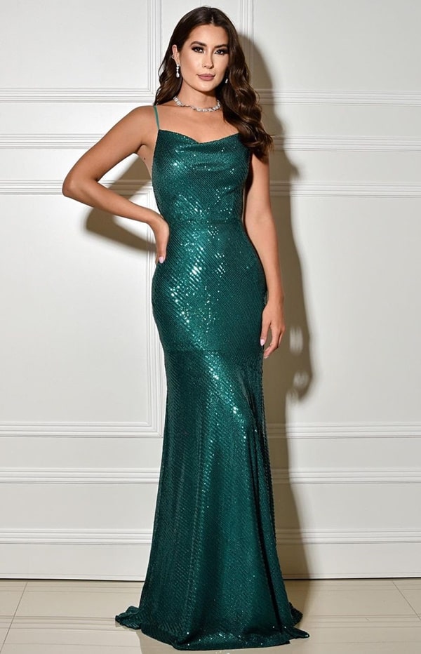 vestido slip dress verde esmeralda