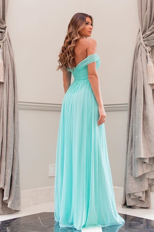 vestido longo verde tiffany para madrinha de casamento